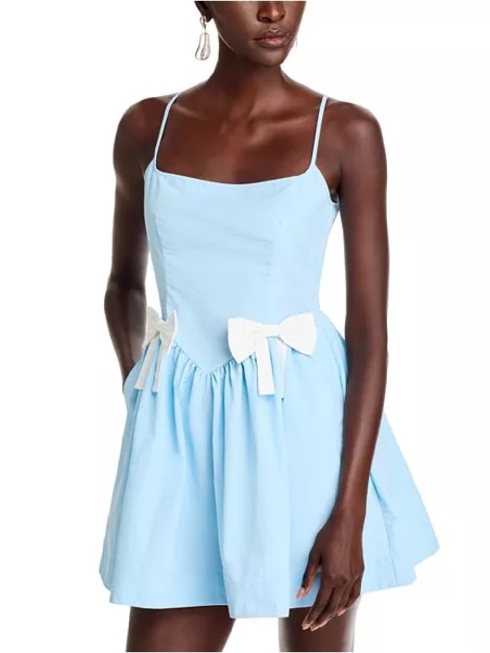 NWT Ciao Lucia Neroni Mini Dress Ice Blue Bow Accent Sz L